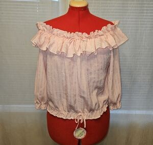 Carmelton Pink Ruffled Off-Shoulder Top
